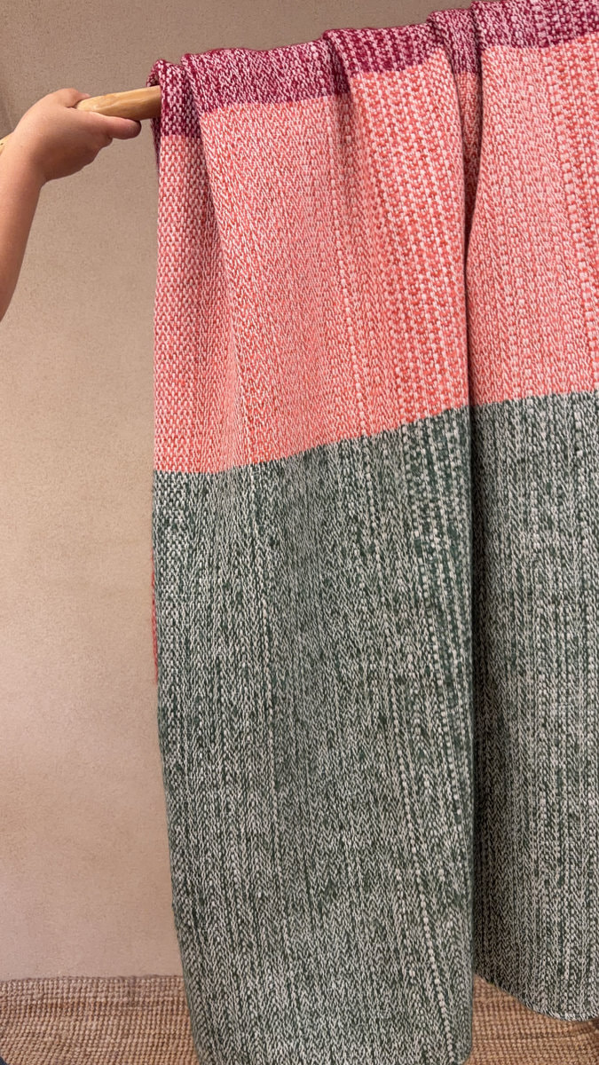 plaid laine et mohair vert sapin rose framboise rouge