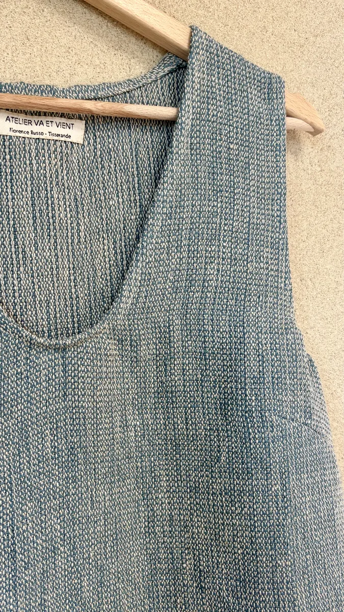 robe en lin bleu