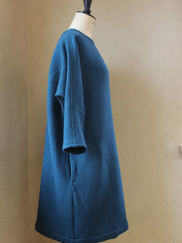 robe laine bleu canard