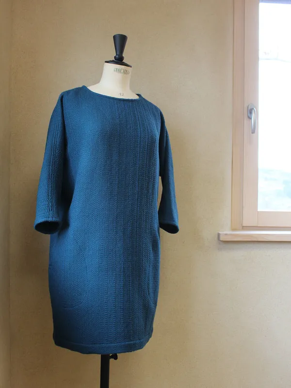 robe laine bleu canard