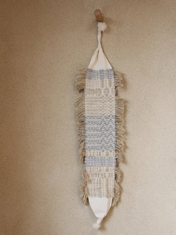 tableau tisse en laine blanc lin ciel
