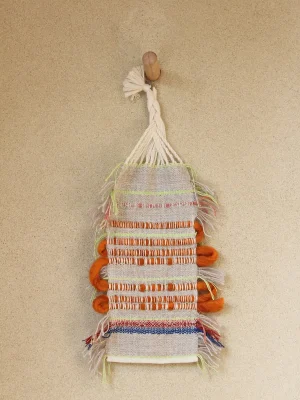 tableau tisse laine et lin beige orange
